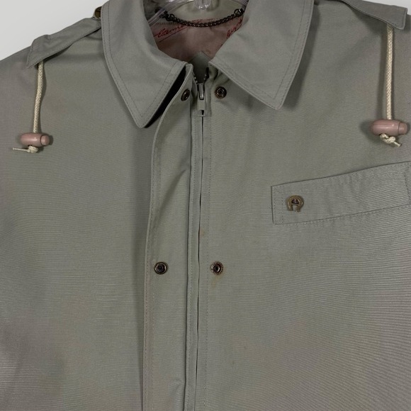 Etienne Aigner Vintage Belted Short Greenish Trench Coat Woman's‎ 10 Classic - Picture 13 of 16